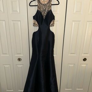 Black and Gold Evening Gown/ Prom Dress